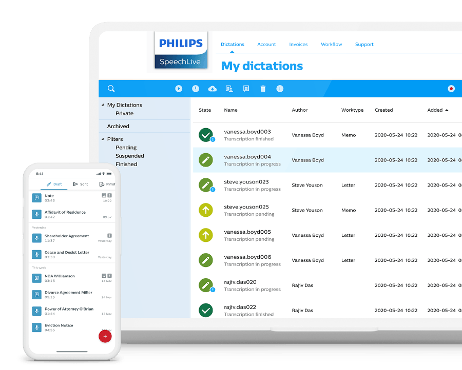 Philips SpeechLive converts your speech to text